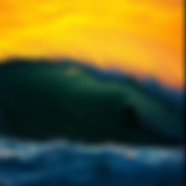 The Essence of Surfing A breathtaking wave breaking at sunset, symbolizing the essence of surfing.