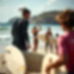 Surf camp group session on the beach