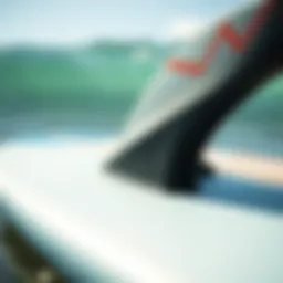 Close-up of a used Exile skimboard showcasing its unique design elements