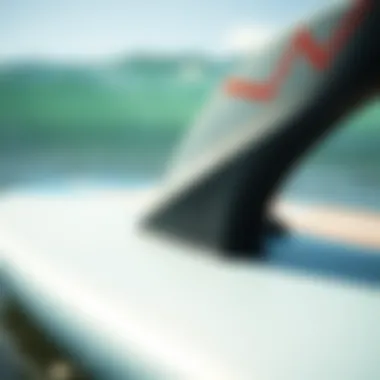 Close-up of a used Exile skimboard showcasing its unique design elements