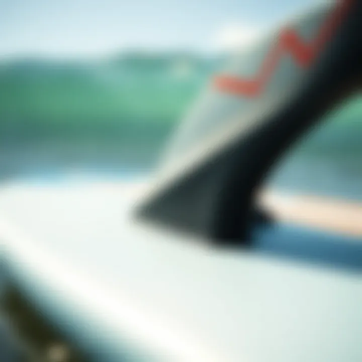 Close-up of a used Exile skimboard showcasing its unique design elements