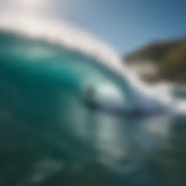 Surfers riding the iconic waves of Waimea Bay, showcasing their skills.