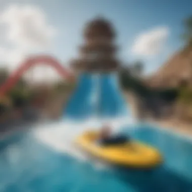 A vibrant water park featuring a Flowrider zone