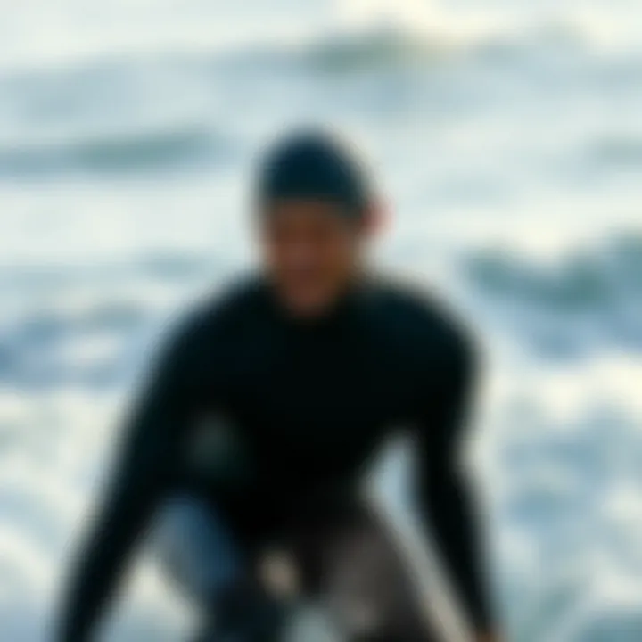 Yamamoto neoprene wetsuit in action during surfing