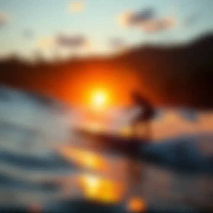 Chasing Sunsets on a Foil Surfboard Scenic sunset view of foil surfboarding in action