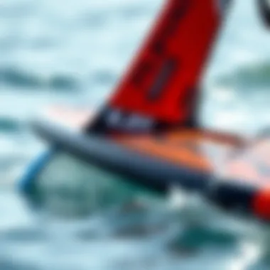 Innovative Hydrofoil Engineering Close-up of foil surfboard technology showcasing the hydrofoil design