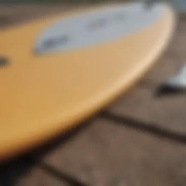 A close-up view of the construction materials of a paddle board