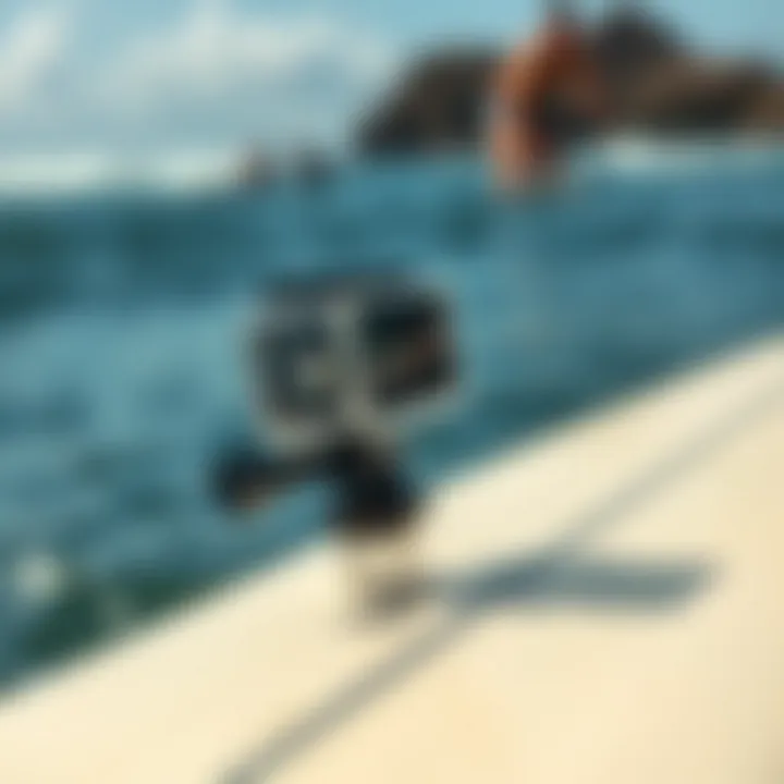 GoPro mount securely attached to a surfboard