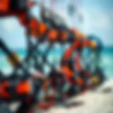 Diverse Types of Kite Surf Harnesses Overview of various types of kite surf harnesses lined up