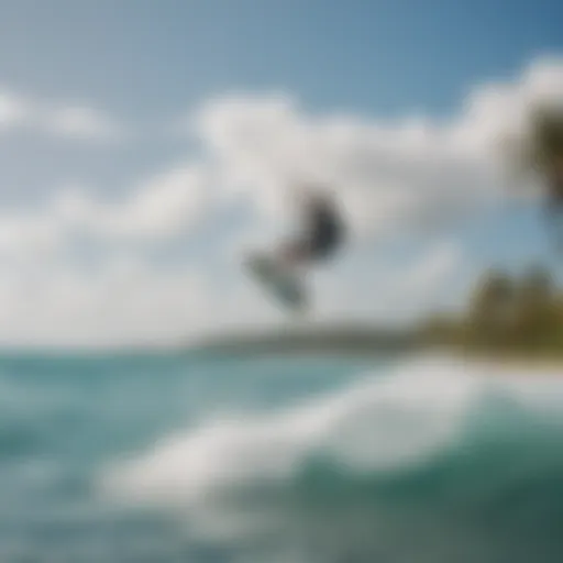 A vibrant kiteboarding scene at a popular beach in Puerto Rico