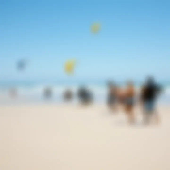 Kiteboarding Community at the Beach Group of kiteboarders enjoying a sunny day at the beach