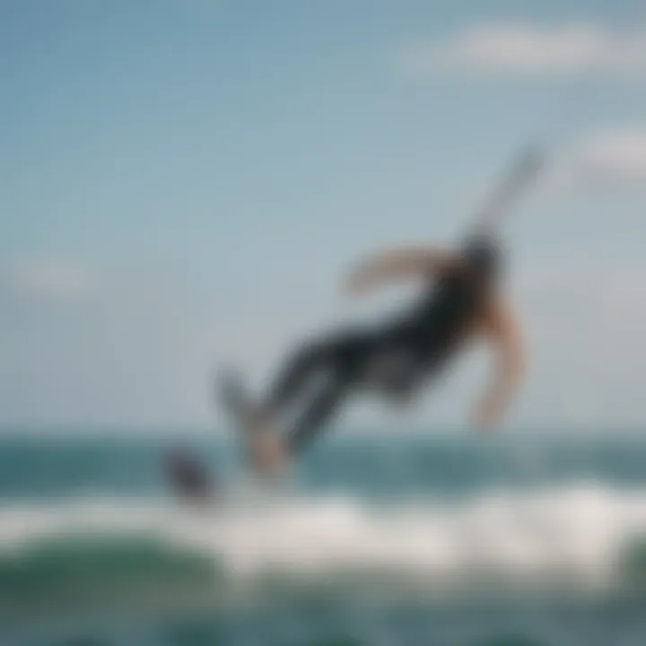 Dynamic kitesurfing action on the waves