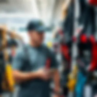 Navigating Retail Options for Kitesurfing Harnesses Kitesurfing enthusiast evaluating harness options at a store