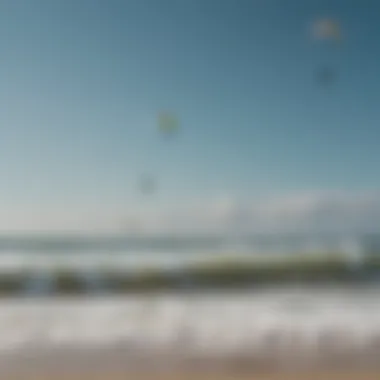 Coastal Serenity A scenic view of the Outer Banks coastline with kitesurfers