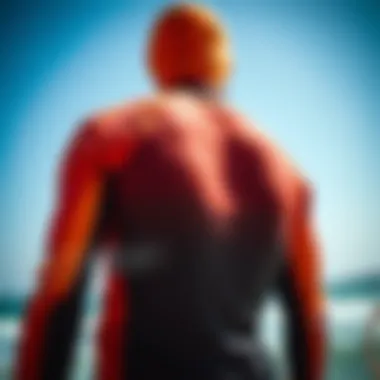 Close-up view of a kitesurfing wetsuit showcasing its fabric texture and features