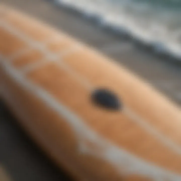 Detailed view of the Korua Transition Finder surfboard showcasing its unique design elements.