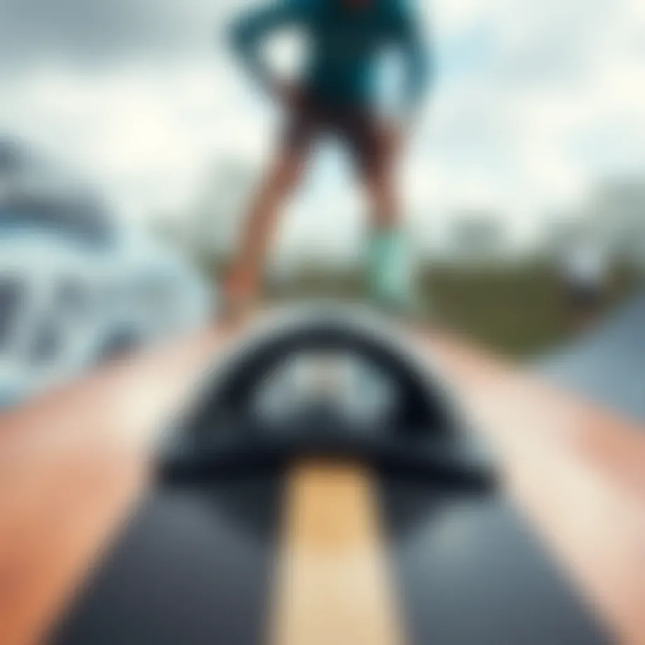 Close-up view of a longboard nose guard highlighting its features