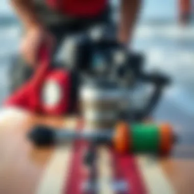 Close-up of longboard equipment