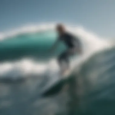 A skilled wakesurfer riding the wave behind a boat