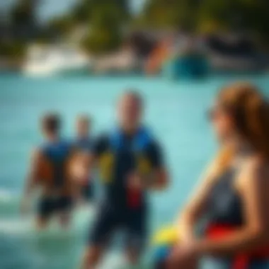 Instructors guiding campers in water sports