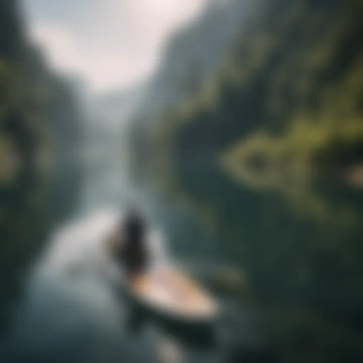 An eco-friendly motorized SUP board on a serene lake