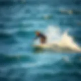 Dynamic action shot of a surfer using nautilus carbon fins in the ocean