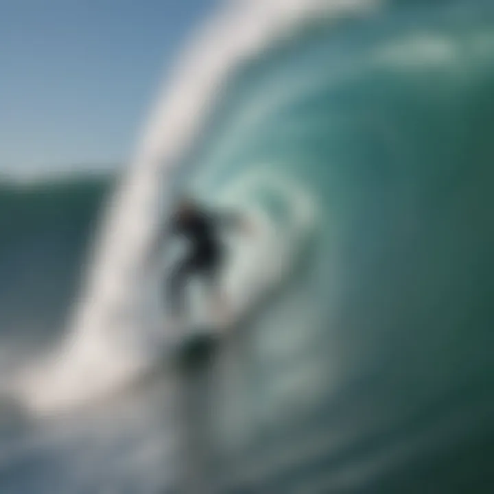 Surfer skillfully riding a massive Mavericks wave