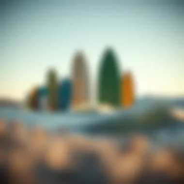 Evolution of Surfboard Designs Over Time A historical timeline showcasing the evolution of surfboard designs from past to present