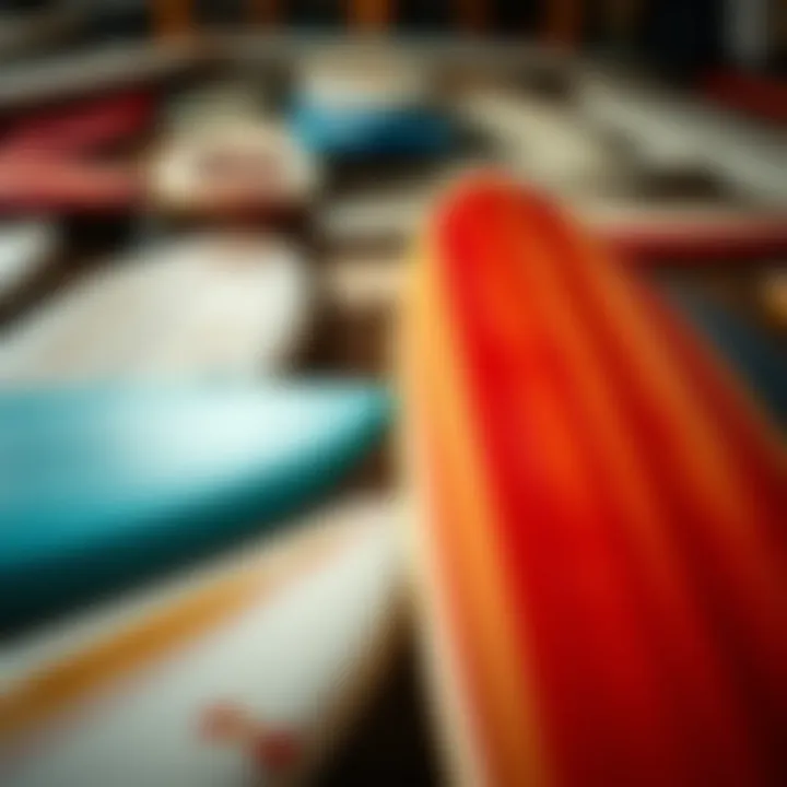 Different Surfboard Materials Explored An assortment of surfboard materials laid out, illustrating various textures and finishes.