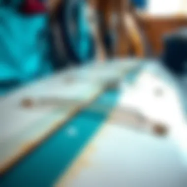 Understanding Surfboard Construction Close-up of surfboard materials and design details