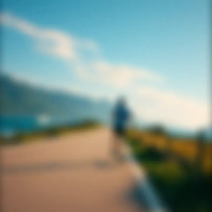 Cruiser Skating by the Coast Skater gliding smoothly down a scenic coastal path