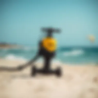 WMFG Kiteboard Pump in Action Kiteboard pump in action on the beach