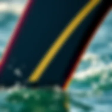 Detailed Design of Noserider Fin Close-up view of a noserider fin highlighting its unique design features and contours