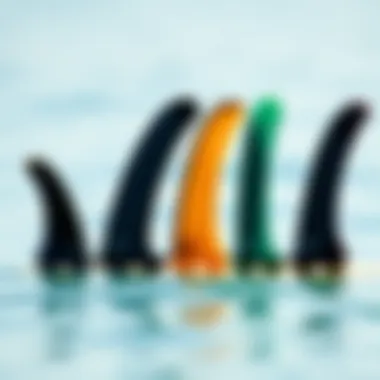 Diverse Styles of Noserider Fins Comparison of different noserider fin styles arranged side by side for visual analysis