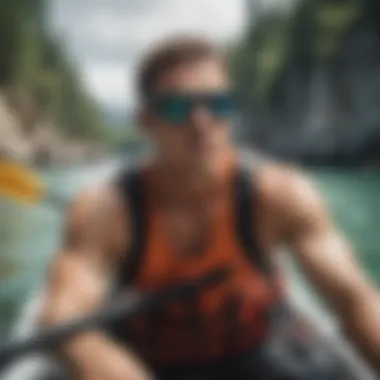 Person enjoying kayaking while wearing Oakley Split Shot in white