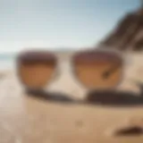 Stylish Oakley Split Shot sunglasses in white on a beach