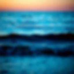 Calm ocean waves at dusk