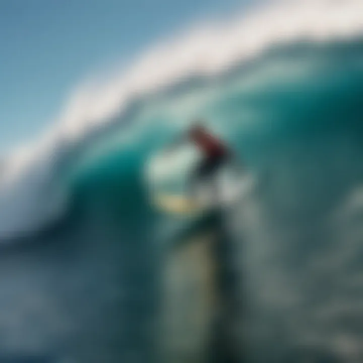 Surfing on high waves in a vibrant ocean