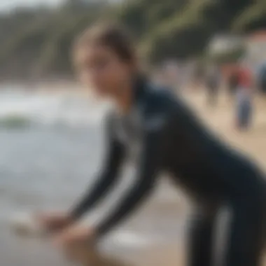 An engaged community participating in a beach cleanup event, showcasing environmental advocacy.