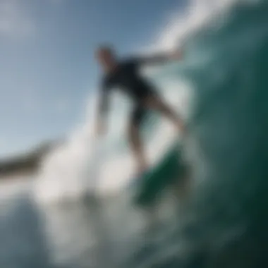 A surfer riding a wave, demonstrating advanced techniques inspired by Odysea Surf.