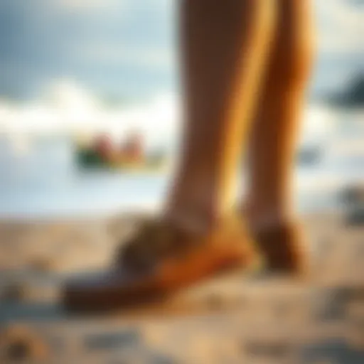 Stylish Olukai shoes on a beach setting