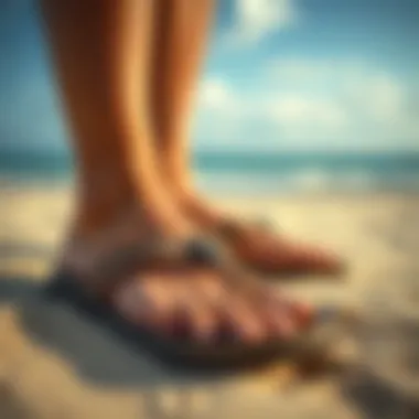 Stylish Olukai Youth Sandals Stylish Olukai youth sandals on a sandy beach