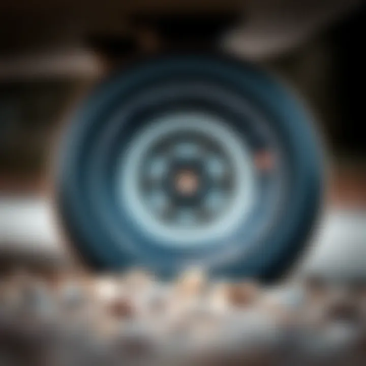 Close-up view of a longboard wheel showcasing its surface texture and material