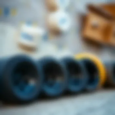 Comparison of various longboard wheels arranged by size and durometer