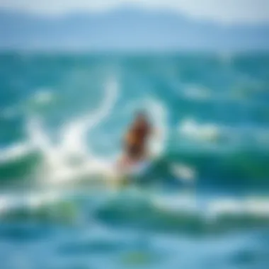 Paddleboarder navigating through windy conditions