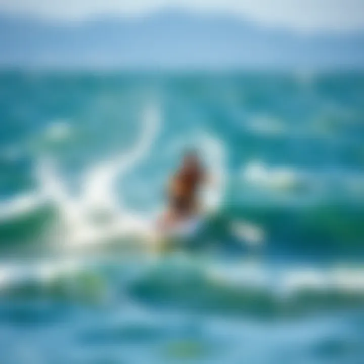 Paddleboarder navigating through windy conditions