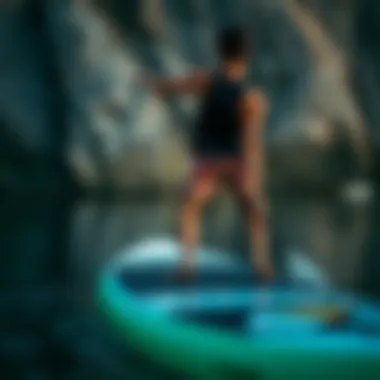 Optimal Paddler Posture Paddler demonstrating posture on the board for optimal performance