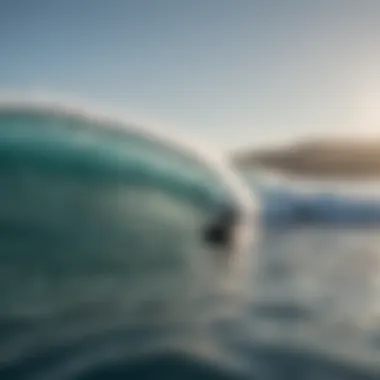 A serene scene of powered wave boards being tested on calm waters