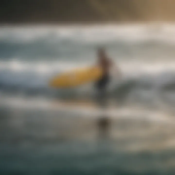 Demonstration of proper surfboard loading technique