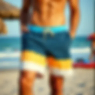 Stylish Quiksilver scallop boardshorts displayed in a trendy beach setting